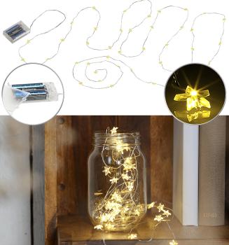 Preview: LED-Sternen-Lichterkette mit 40 LEDs, Batteriebetrieb, 4 Meter Preview: LED-Sternen-Lichterkette mit 40 LEDs, Batteriebetrieb, 4 Meter