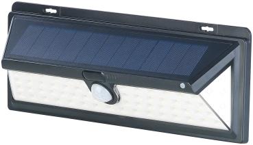 Preview: set of 2 Modern solar wall light, solar panel, PIR motion sensor, 66 bright LEDs, 800 lumens, 13.2 watts, IP44, incl. mounting material