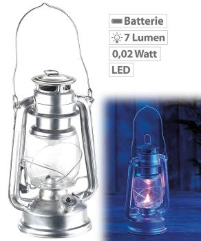 Preview: LED-Sturmleuchte - Öllampen-Design, authentische Flammen-Imitation, Deko-Licht für Innen & Aussen - Batteriebetrieb, Silberfarben, 16.5x11.5x26 cm, 420g