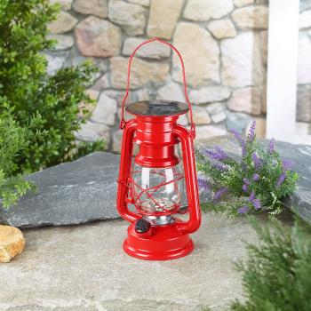 Preview: Deko-Sturmlampe mit 12 LEDs und Solarbetrieb - sichere Beleuchtung Vintage-Look - 40 Lumen-1,5 Watt-23cm - für drinnen und draussen