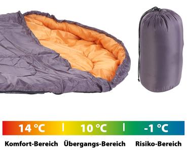 Preview: Sac de couchage Semptec sarcophage 3 saisons - Imperméable, 300g/m² - Printemps, été, automne - 220x75x50cm, double zip