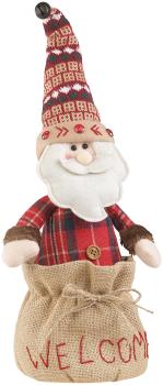 Preview: Weihnachtsmann-Türstopper - sicherer Stand mit 1,1 kg Sandfüllung, Welcome-Schriftzug & Glöckchen - Ø 14x48cm - Schutz & Deko-Highlight für festliche Freude