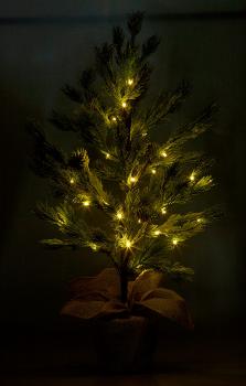Preview: Deko-Nadelbäumchen 70cm - 24 warmweisse LEDs, Kunstschnee & echte Zapfen - biegsame Zweige - batteriebetrieben für Innen & Aussen - Weihnachtsdeko