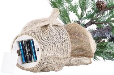 Preview: Deko-Nadelbäumchen 70cm - 24 warmweisse LEDs, Kunstschnee & echte Zapfen - biegsame Zweige - batteriebetrieben für Innen & Aussen - Weihnachtsdeko