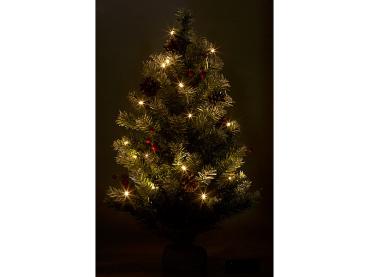 Preview: Set of 2 decorative Christmas trees with 30 LEDs, pine cones & yew berries, 60 cm