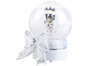 Preview: Schneekugel mit singendem Weihnachtsmann - berührungsaktiviertes Licht, Sound & Schneewirbel - LED-Laterne - Ø 14 cm - Weihnachtsdeko für heimelige Stimmung