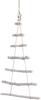 Preview: Decorative wooden ladder in the shape of a Christmas tree for hanging, 48 x 78 cm