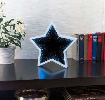 Preview: Sternförmiger Unendlichkeitsspiegel, 60 weisse LEDs, batteriebetrieben Preview: Sternförmiger Unendlichkeitsspiegel, 60 weisse LEDs, batteriebetrieben