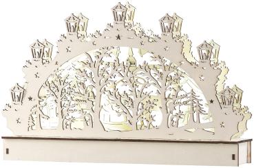Preview: Wooden Schwibbogen with LED lighting and reindeer motif
