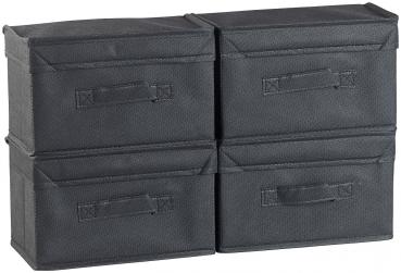 Preview: Lot de 4 boîtes de rangement pliables avec couvercles, 25 x 15 x 15 cm