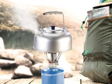 Preview: Camping-Kessel Aluminium - Wasserkessel für Kaffee & Tee Outdoor/Zelten - 0,75L Füllmenge - isolierter Klapp-Henkel - 142g leicht