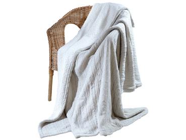 Preview: Tagesdecke im Strick-Zopf-Design - mit weicher Webpelz-Unterseite in Lammfell-Optik - Kuscheldecke Sofa-Überwurf 150x180cm, 100% Polyester