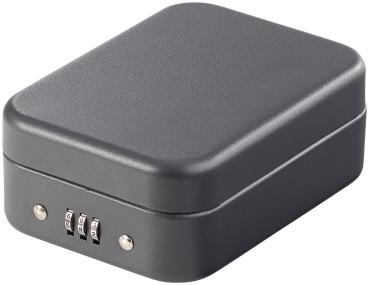 Preview: Mini-Stahl-Safe für Reise & Auto, Zahlenschloss, Sicherungskabel, 0,7 Liter