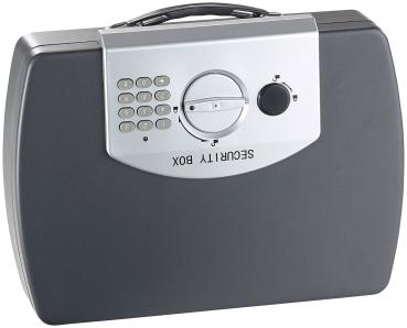 Preview: Geld- & Dokumentenkassette, Stahl, Elektronik-Schloss, A4, Stahlkabel