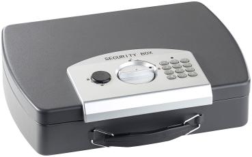 Preview: Cassetta per contanti e documenti, acciaio, serratura elettronica, A4, cavo d’acciaio