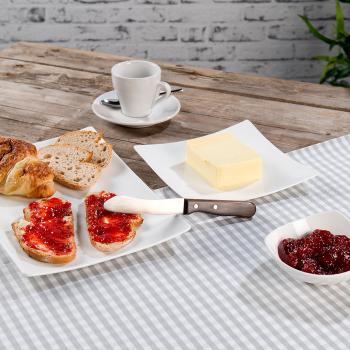 Preview: 6er Set Frühstücksmesser - 11,5 cm scharfe Edelstahlklinge - Blackwood-Holzgriff, robust, zweifach vernietet - ideal für Brötchen, Wurst & Obst