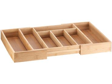 Preview: 2er-Set variable Bambus-Besteckeinsätze, 6 - 8 Fächer, 37 - 45,5 cm