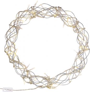 Preview: LED-Lichterkranz - 90 warmweisse LEDs Ø 30 cm - Festliche Lichtakzente für Fenster & Türen - Innenbereich geeignet - 230V Strom - 3m Zuleitung