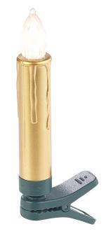 Preview: 30er-Set LED-Weihnachtsbaumkerzen Gold - Kabellos mit Fernbedienung & Timer - 2 Leuchtmodi, 5 Helligkeiten, Ø 14x100mm, Warmweiss