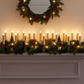 30-piece set of LED Christmas tree candles with remote control and timer, gold