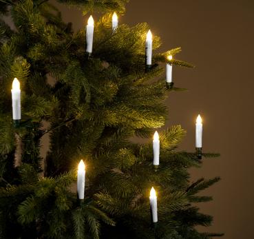 Preview: 10er-Set LED-Weihnachtsbaum-Kerzen mit Fernbedienung und Timer, silber