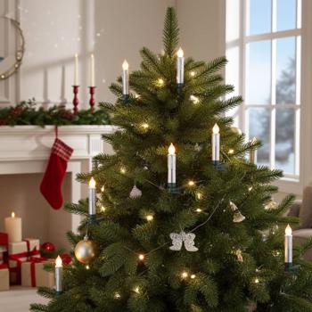10er-Set LED-Weihnachtsbaum-Kerzen mit Fernbedienung und Timer, silber