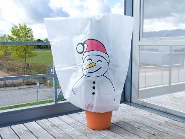 Preview: Cuffia di protezione invernale “Pupazzo di neve“ per piante, 110 x 120 cm