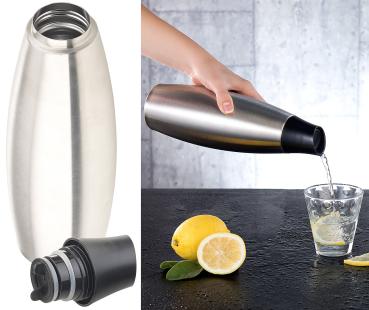 Preview: Design-Thermo-Isolierflasche - Klick-Verschluss einhändig bedienbar - Doppelwandig isoliert, 650 ml - Bruch- & auslaufsicher - BPA-frei Edelstahl