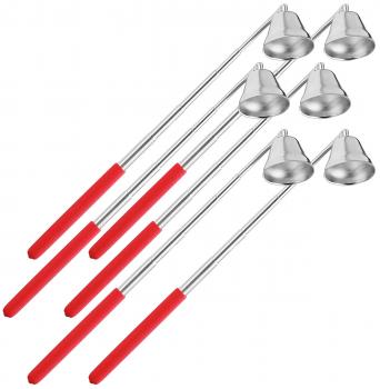 Preview: 6er-Set Edelstahl-Kerzenlöscher mit Teleskop-Griff bis 62 cm