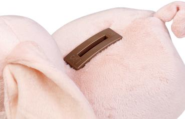 Preview: Grunzendes Plüsch-Sparschwein mit wackelnden Ohren, Batteriebetrieb