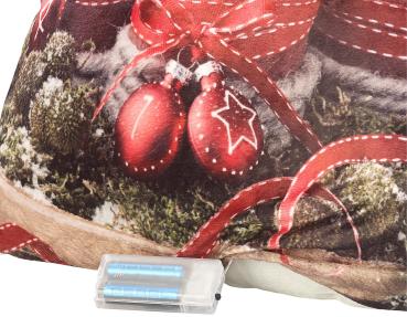 Preview: Coussin Décoratif Noël LED - Motifs Avent Lumière Vacillante Sûre - 4 LED Blanc Chaud - 45x45cm - Piles AA - 100% Polyester