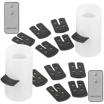 Preview: 2er-Set LED-Projektions-Kerze - 24 weihnachtliche Motive & Fernbedienung - Rotierender Projektions-Mechanismus, 4 LEDs, 3 Watt, weiss, 7.7x15cm