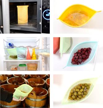 Preview: 8er-Set Silikon-Lebensmittelbeutel, wiederverschliessbar, 1.000 ml