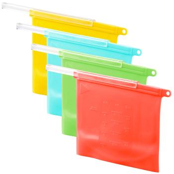 Preview: 8er-Set Silikon-Lebensmittelbeutel, wiederverschliessbar, 1.000 ml
