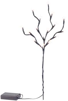 Preview: Branche décorative Lunartec 16 mini-LED blanc chaud - Rameaux souples étoiles lumineuses alimentées par piles - Décoration naturelle