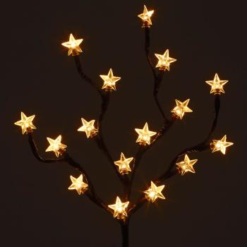 Preview: Branche décorative Lunartec 16 mini-LED blanc chaud - Rameaux souples étoiles lumineuses alimentées par piles - Décoration naturelle