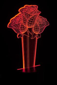 Preview: 3D-Rosen-Motiv für LED-Lichtsockel LS-7.3D - Romantische Raum-Atmosphäre - Acrylglas 12.5x19.2 cm - 58g - Deko Wohnzimmer Büro Kinderzimmer