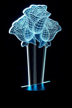 Preview: 3D-Rosen-Motiv für LED-Lichtsockel LS-7.3D - Romantische Raum-Atmosphäre - Acrylglas 12.5x19.2 cm - 58g - Deko Wohnzimmer Büro Kinderzimmer