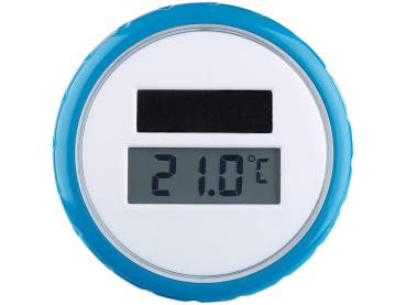 Preview: Thermomètre solaire digital pour piscine et étang - Écran LCD clair - Étanche IPX7 - Plage -20 à +60 °C - Panneau solaire/Pile AA - Ø70xH115mm - 142g