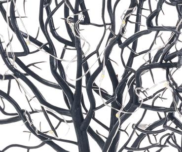 Preview: Arbre Lumineux Décoratif LED 50cm Noir - Lumière d‘Ambiance Festive Intérieur - 25 Mini LED Chaudes - Alimentation Piles AA