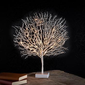 Preview: Moderner Lichterbaum mit 25 warmweissen LEDs, 50 cm, weiss