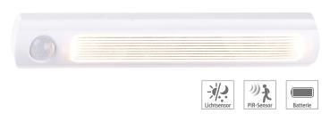 Preview: Batterie-LED-Schrankleuchte, PIR- & Lichtsensor, 0,6 W, 25 Lm, 6000 K