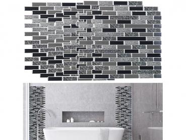 Preview: Selbstklebende 3D-Fliesenaufkleber in Steinoptik, 25,5 x 25,5 cm, 10 Stück im Set