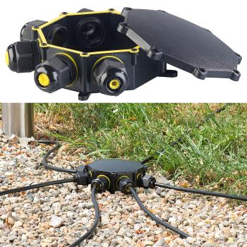 Preview: Scatola di connessione cavi per esterni, a 6 vie, per cavi con Ø 4 - 14 mm, IP68 Preview: Scatola di connessione cavi per esterni, a 6 vie, per cavi con Ø 4 - 14 mm, IP68