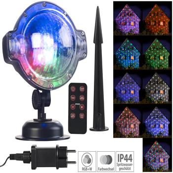 Preview: LED-Kugellampe mit Schneefall-Effekt und Timer, weiss + RGB, IP44