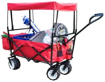 Preview: Faltbarer Bollerwagen mit Dach und Offroad-Rädern, 80 kg Tragkraft Preview: Faltbarer Bollerwagen mit Dach und Offroad-Rädern, 80 kg Tragkraft