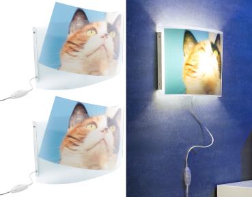 Preview: Lampada da parete individuale stampabile con la vostra foto preferita, set da 2