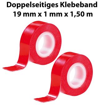 Preview: Doppelseitiges Klebeband 6er-Set - 200 g/cm² Tragkraft & rückstandsfreie Ablösung - Hitzebeständig -40 bis +90 °C - 19 mm x 1,5 m Preview: Doppelseitiges Klebeband 6er-Set - 200 g/cm² Tragkraft & rückstandsfreie Ablösung - Hitzebeständig -40 bis +90 °C - 19 mm x 1,5 m