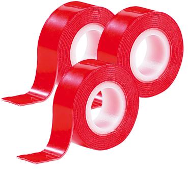 Preview: 9er-Set Doppelseitiges Klebeband Power ZIP - Superstarker Halt für Schilder Wandhaken Bodenbelag - 19 mm x 1,5 m - 1 mm Stärke - Hitzebeständig