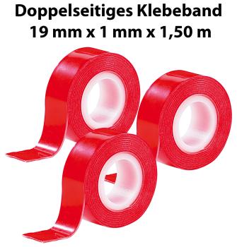 Preview: 9er-Set Doppelseitiges Klebeband Power ZIP - Superstarker Halt für Schilder Wandhaken Bodenbelag - 19 mm x 1,5 m - 1 mm Stärke - Hitzebeständig